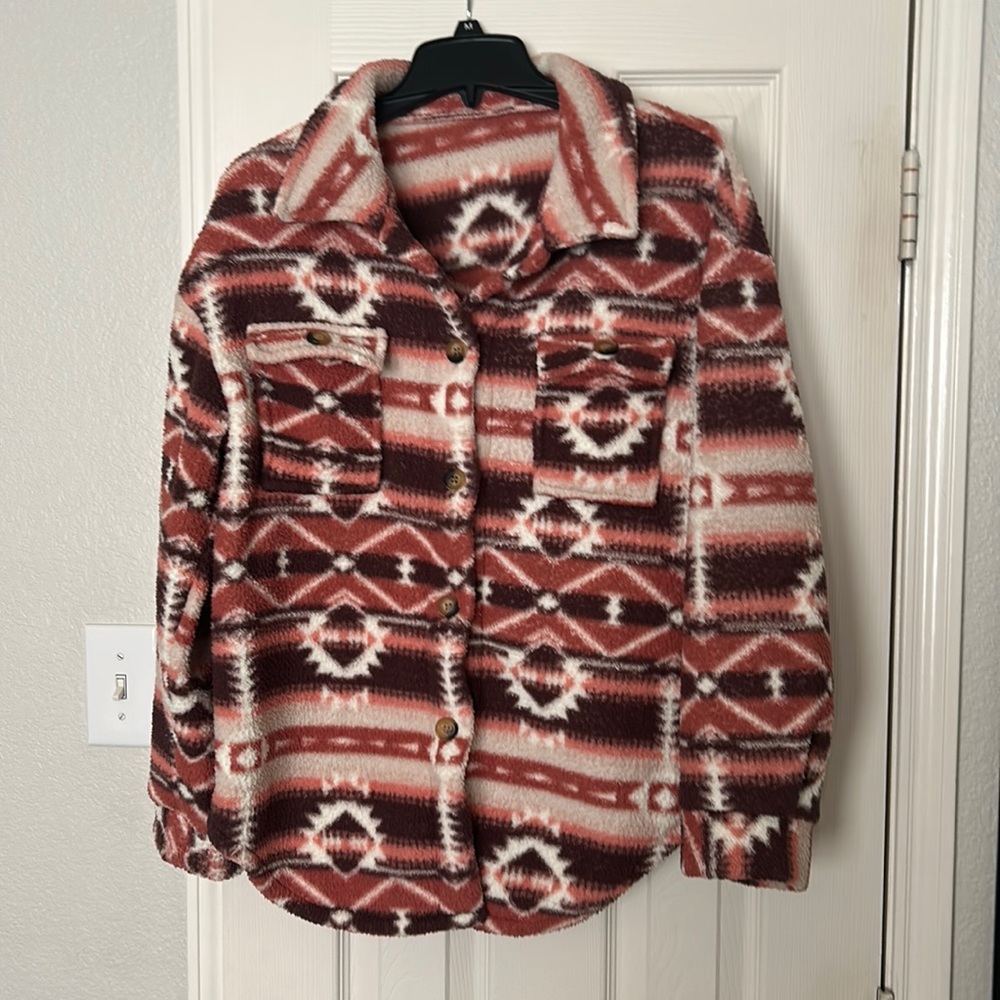 Shein Aztec Print Fleece Jacket
